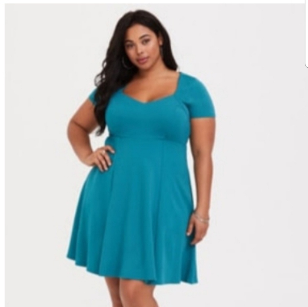 Torrid Ponte Skater Dress Aqua/teal/turquoise